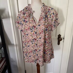 Floral Ruffle Collar Blouse